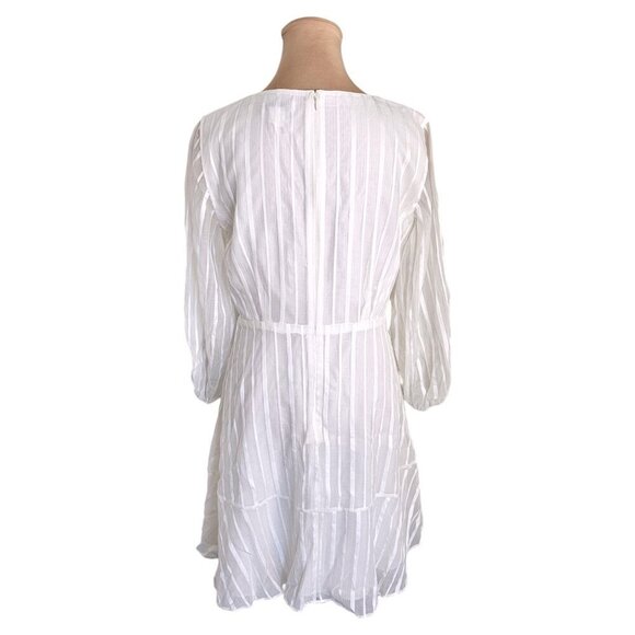 Club Monaco White Stiped Long Sleeve Mini Dress Sz 4 - Picture 8 of 12